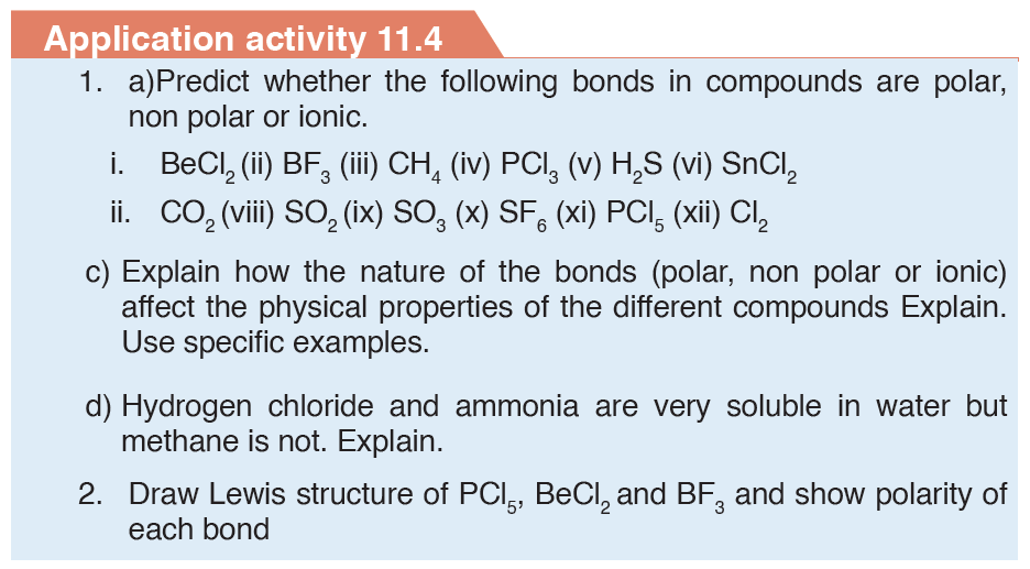 Course Integrated Science ECLPE Topic UNIT 11 COVALENT BONDS